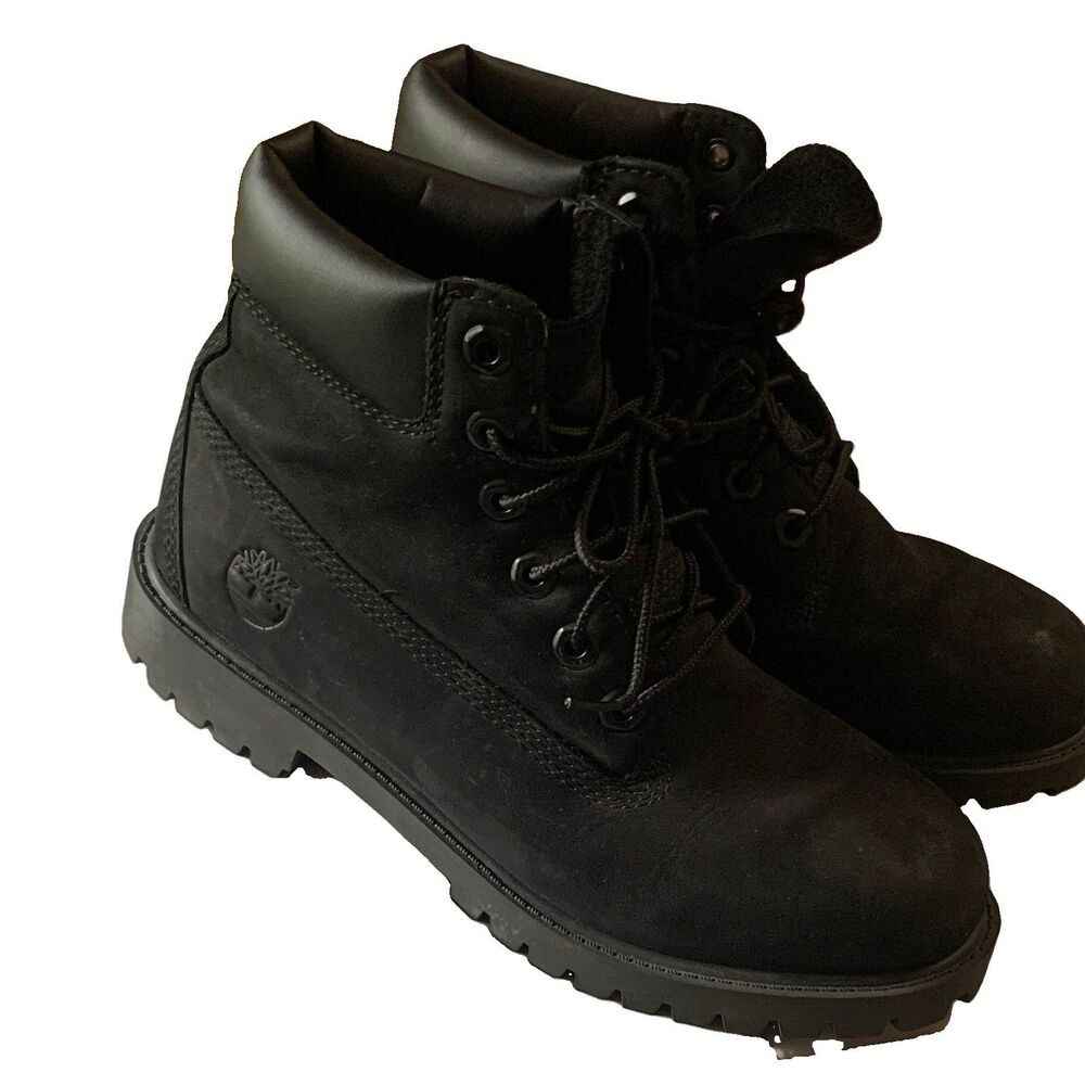 Timberland Boys Black Ankle Boots Lace-Up Round Toe US 6 UK 5.5 EU 39